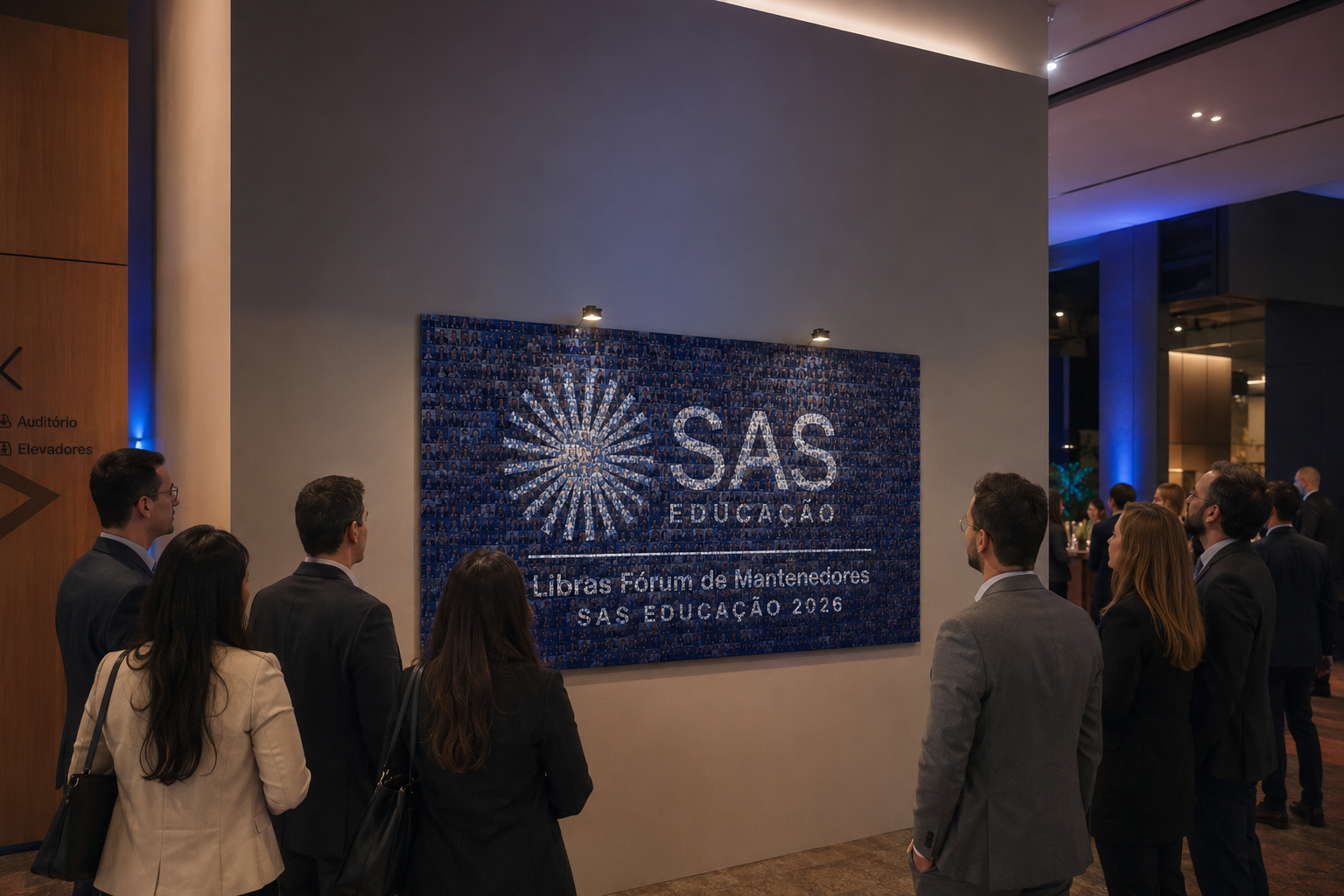 Foto mosaico corporativo formando logo da empresa com fotos dos colaboradores